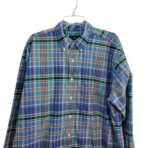 Ralph Lauren Plaid Button Down Long‎ Sleeve Collared Shirt Mens Size XLT